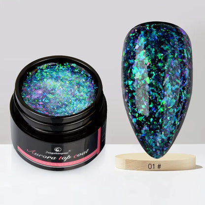 Aurora Gel Nail Polish (5g) – Shimmer Top Coat, Long-Lasting Hybrid UV/LED Soak-Off Gel