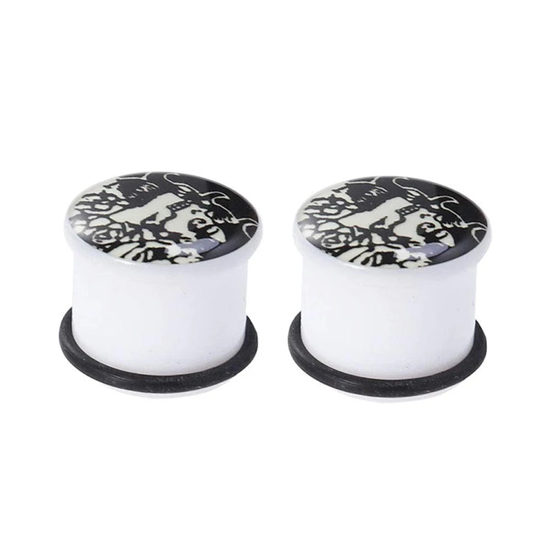 Glow-in-the-Dark Skull Ear Tunnels – Luminous Acrylic Gauges (2pcs)