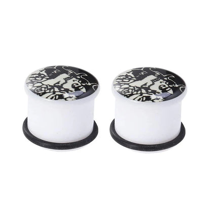 Glow-in-the-Dark Skull Ear Tunnels – Luminous Acrylic Gauges (2pcs)