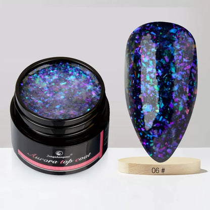 Aurora Gel Nail Polish (5g) – Shimmer Top Coat, Long-Lasting Hybrid UV/LED Soak-Off Gel