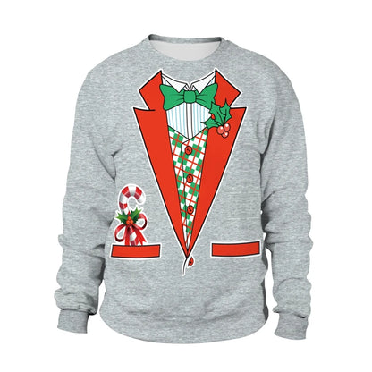 Ugly Christmas Sweater – Funny Santa & Elf Holiday Print Pullover