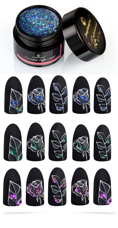 Aurora Gel Nail Polish (5g) – Shimmer Top Coat, Long-Lasting Hybrid UV/LED Soak-Off Gel