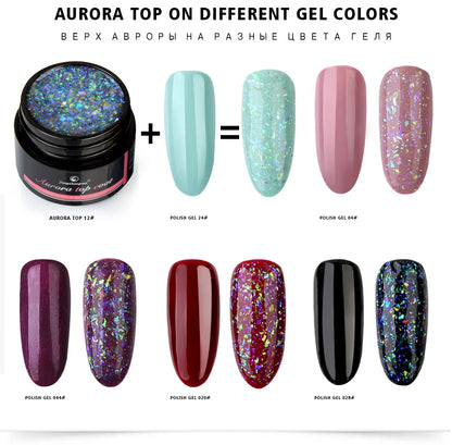 Aurora Gel Nail Polish (5g) – Shimmer Top Coat, Long-Lasting Hybrid UV/LED Soak-Off Gel