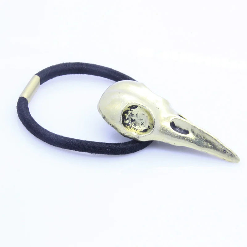 Punk Gothic Crow Skull Hairband – Metal Elastic Hair Tie