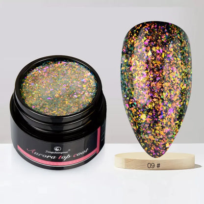 Aurora Gel Nail Polish (5g) – Shimmer Top Coat, Long-Lasting Hybrid UV/LED Soak-Off Gel