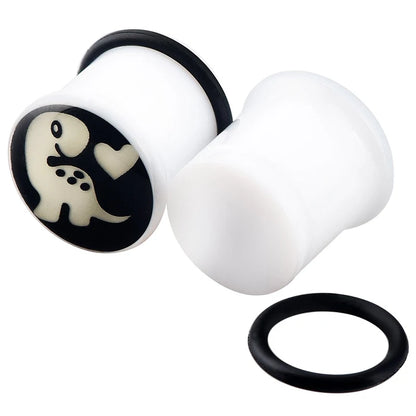 Glow-in-the-Dark Skull Ear Tunnels – Luminous Acrylic Gauges (2pcs)
