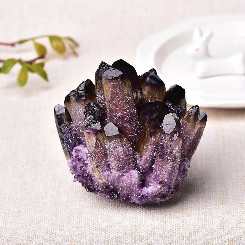 Natural Crystal Cluster – Amethyst & Quartz Mineral Healing Stone