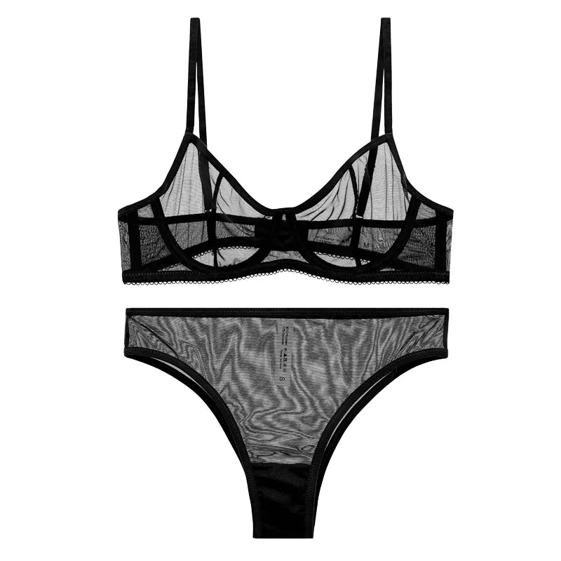 Mesh Transparent Lingerie Set – Seamless Bralette & Panty 2-Piece