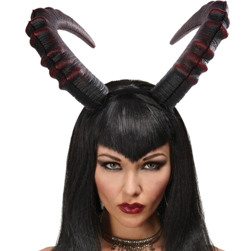 Gothic Devil Horn Headband – Black & Red Halloween Cosplay Accessory