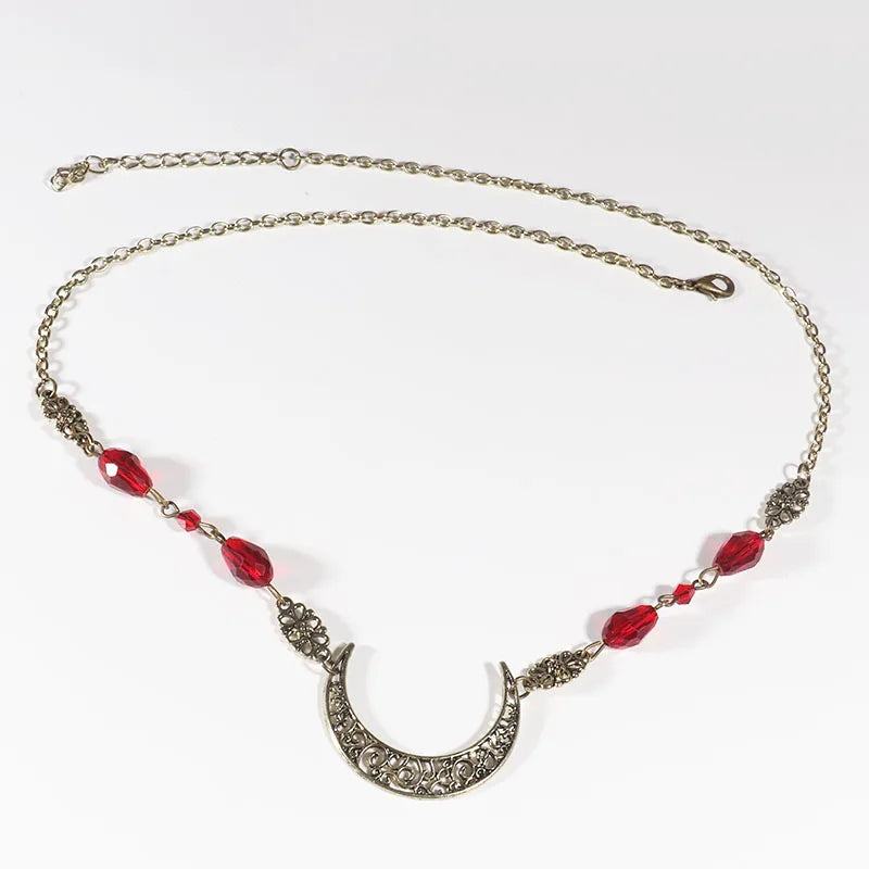 Vintage Moon Head Chain – Beaded Hair Jewelry Crown for Women