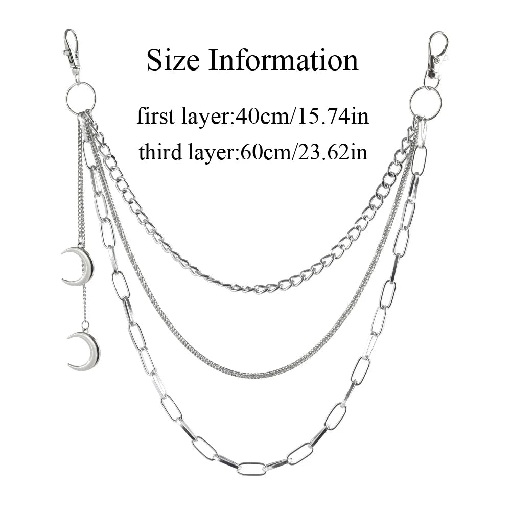 Moon Chain Pants Accessory – Gothic E-Girl/E-Boy Belt Keychain