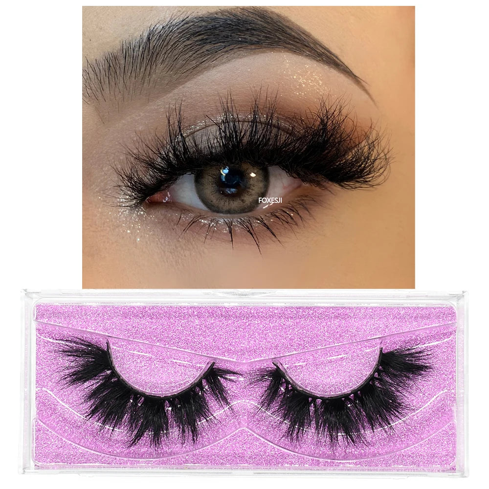 3D Mink Lashes – Fluffy Crisscross Wispy Strip Lashes 1 Hard Box