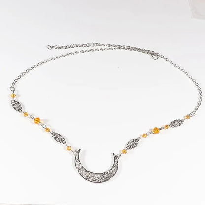 Vintage Moon Head Chain – Beaded Hair Jewelry Crown for Women