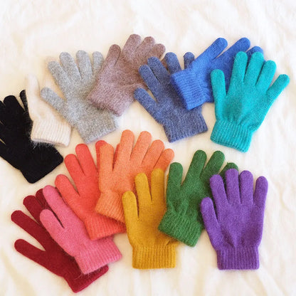Cute Rabbit Knitted Winter Gloves – Women’s Fur Mittens