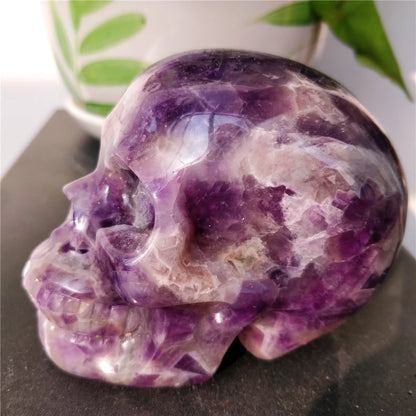 Natural Dream Amethyst Skull – Hand-Carved Crystal Ornament (1KG)