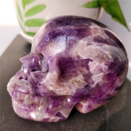 Natural Dream Amethyst Skull – Hand-Carved Crystal Ornament (1KG)