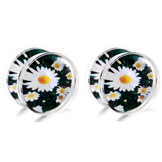2pcs Stainless Steel Screw Ear Tunnel Plugs – Multi-Style Body Jewelry Flowers
