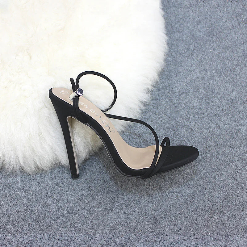 Stretch Fit Round Toe High Heel Sandals (12CM)