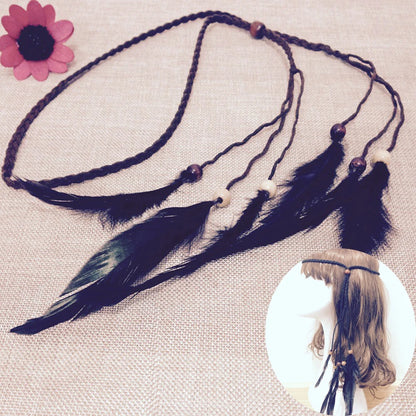 Bohemian Feather Headband – Tribal Weaving Hair Accessory