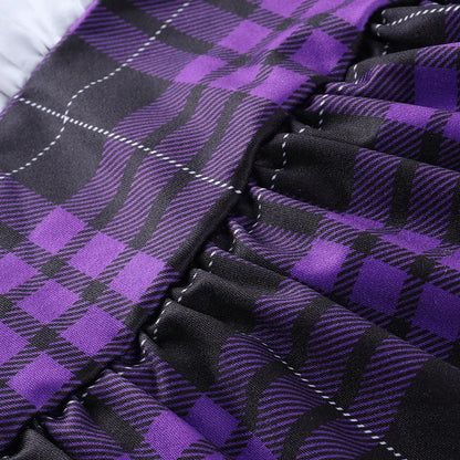 Black Checkered Pleated Gothic Mini Skirt – Punk Plaid Lace-Up Clubwear