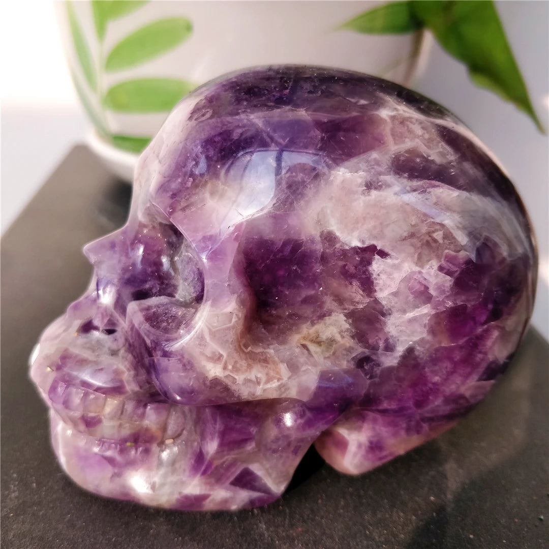 Natural Dream Amethyst Skull – Hand-Carved Crystal Ornament (1KG)