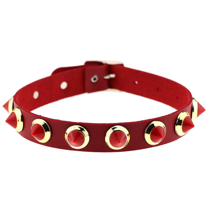 Punk Black Metal Tassel Choker – Red Spiked Gothic Necklace for Men & Women