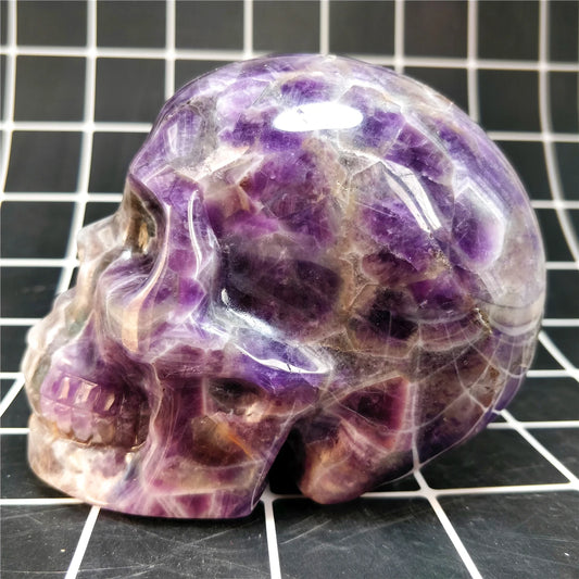 Natural Dream Amethyst Skull – Hand-Carved Crystal Ornament (1KG)