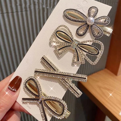 Handmade Pearl & Rhinestone Hairpin Set – Elegant Barrettes for Women