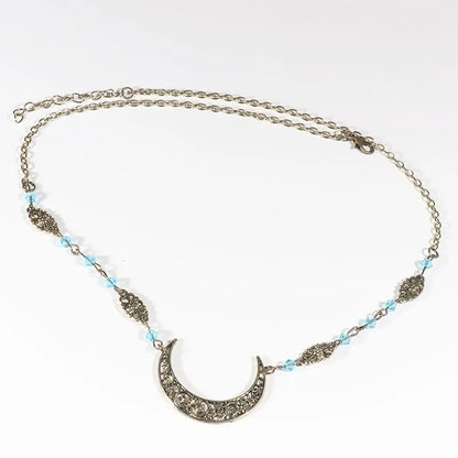 Vintage Moon Head Chain – Beaded Hair Jewelry Crown for Women