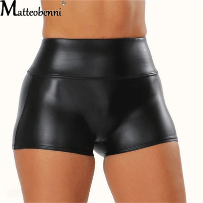 High Waist Faux Leather Shorts – Wetlook Gothic Clubwear Mini Bottoms
