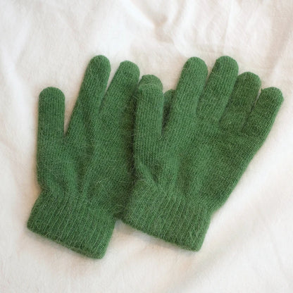 Cute Rabbit Knitted Winter Gloves – Women’s Fur Mittens