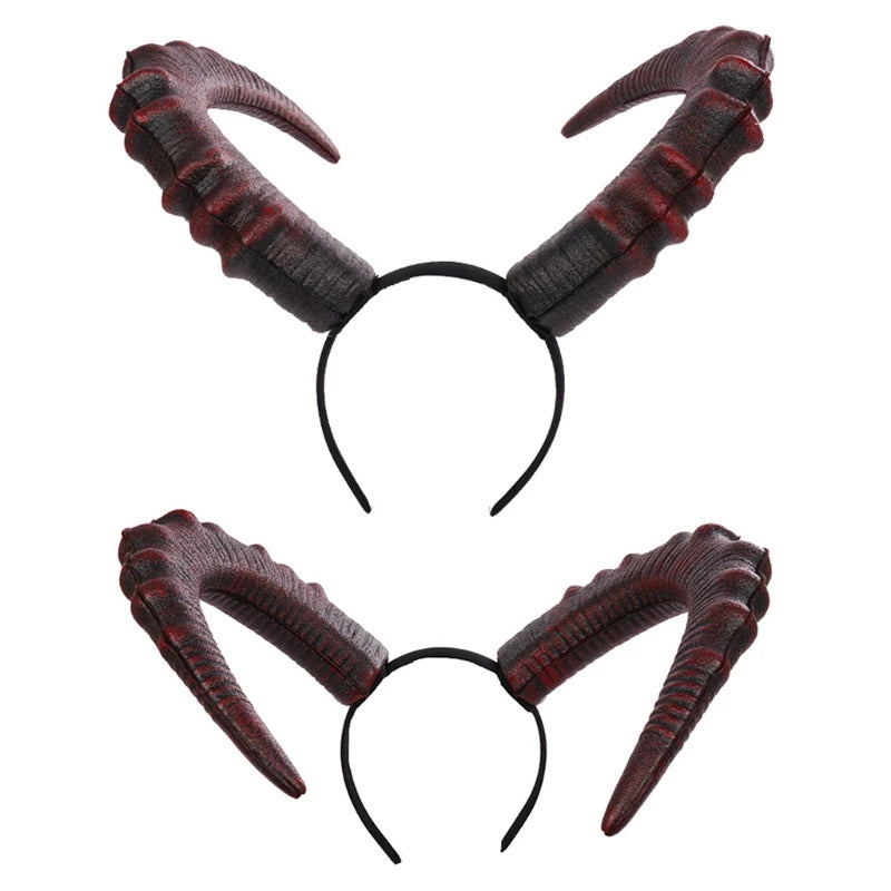 Gothic Devil Horn Headband – Black & Red Halloween Cosplay Accessory