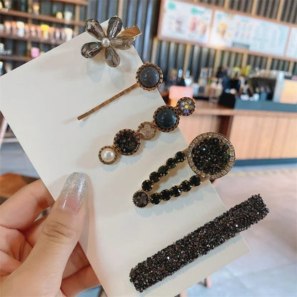 Handmade Pearl & Rhinestone Hairpin Set – Elegant Barrettes for Women