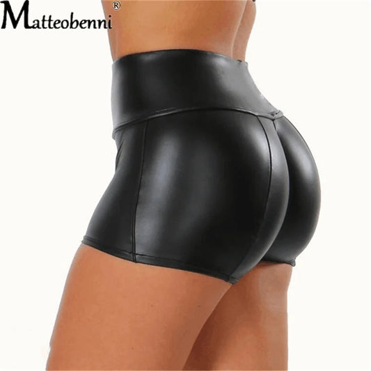 High Waist Faux Leather Shorts – Wetlook Gothic Clubwear Mini Bottoms