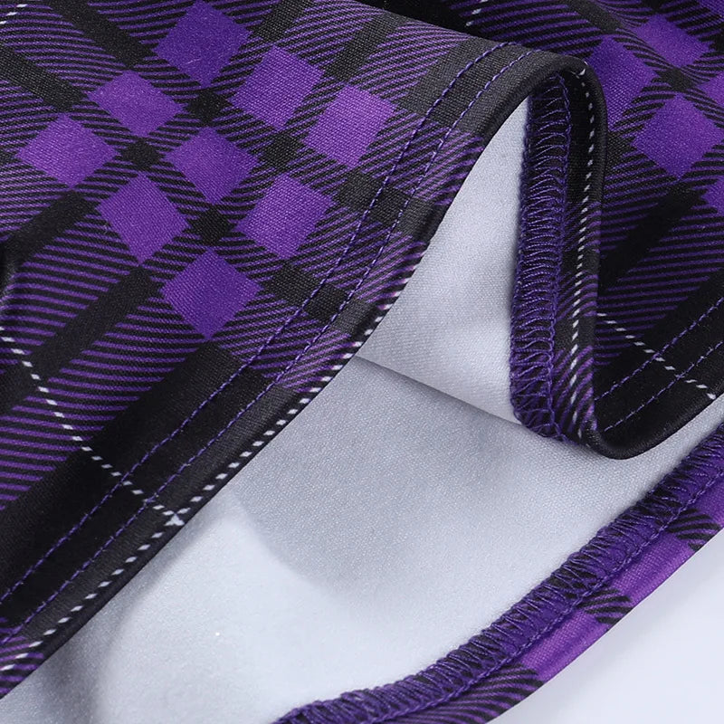 Black Checkered Pleated Gothic Mini Skirt – Punk Plaid Lace-Up Clubwear