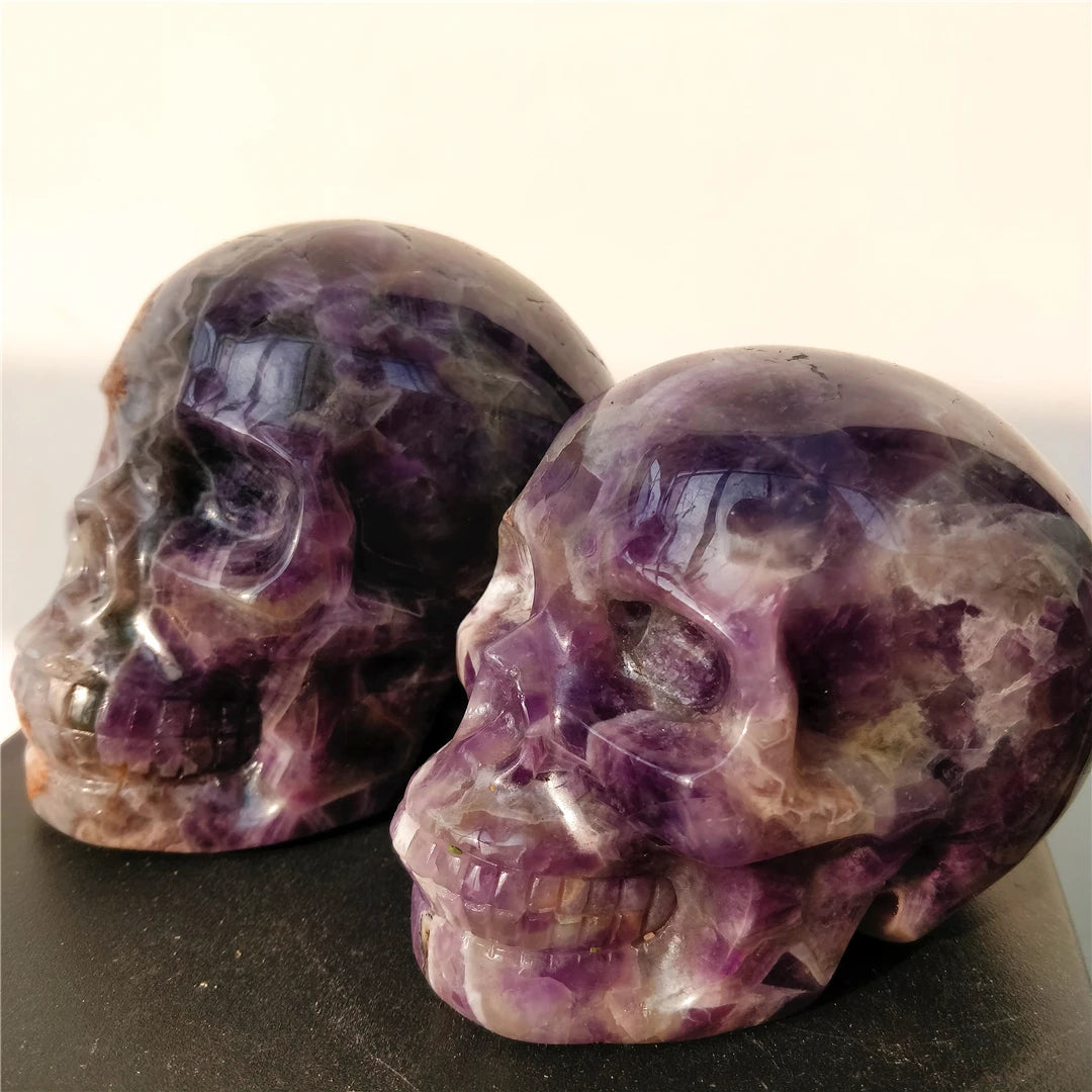 Natural Dream Amethyst Skull – Hand-Carved Crystal Ornament (1KG)