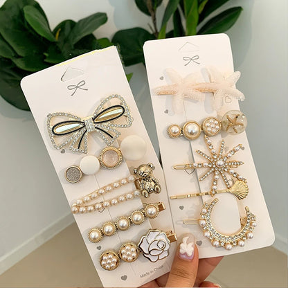 Handmade Pearl & Rhinestone Hairpin Set – Elegant Barrettes for Women