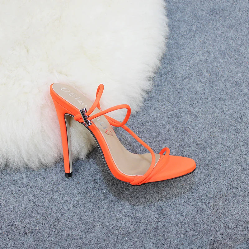 Stretch Fit Round Toe High Heel Sandals (12CM)