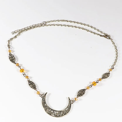 Vintage Moon Head Chain – Beaded Hair Jewelry Crown for Women