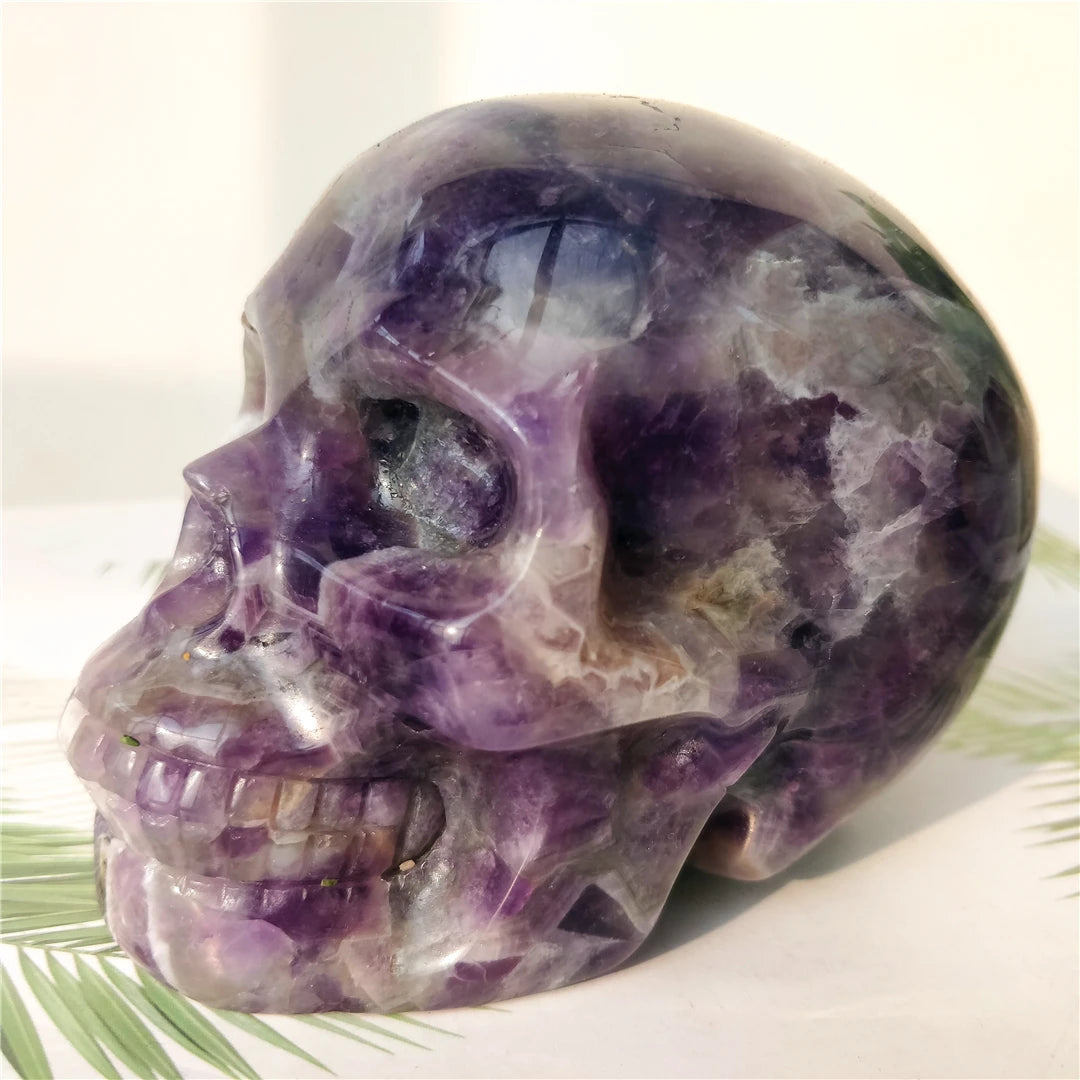 Natural Dream Amethyst Skull – Hand-Carved Crystal Ornament (1KG)
