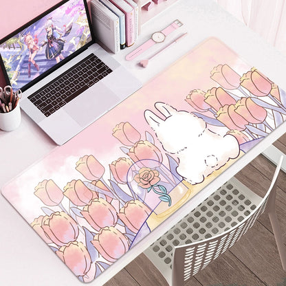 Bunny Cartoon Desk Mat – Cute Study & Computer Table Pad