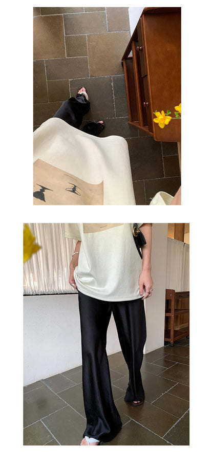 Satin Wide-Leg Pants – Elegant Korean Fashion Summer Trousers