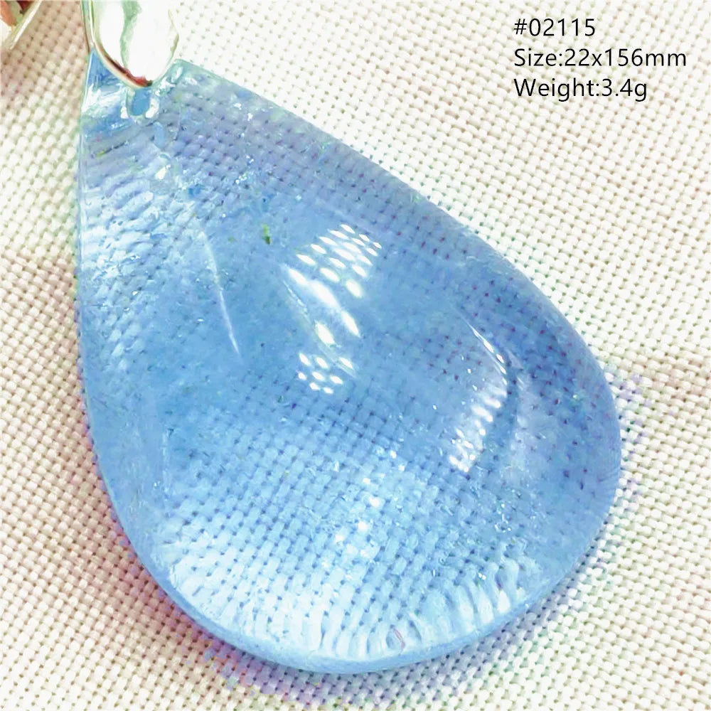 Natural Blue Topaz Quartz Pendant Necklace – Oval Healing Stone Jewelry