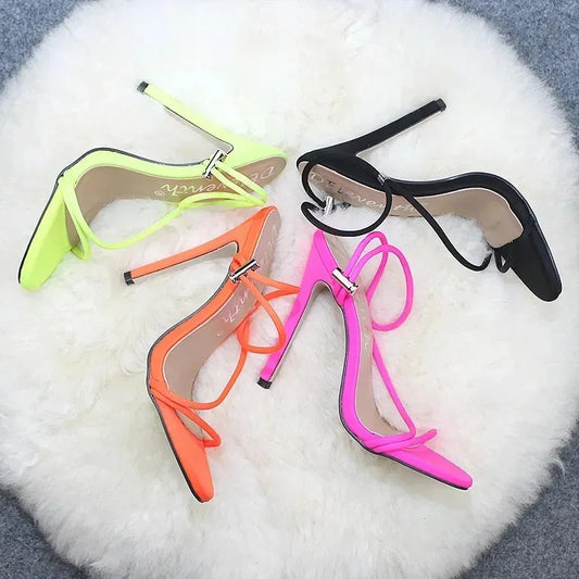 Stretch Fit Round Toe High Heel Sandals (12CM)