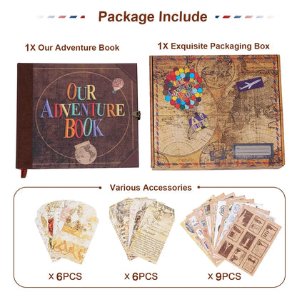 Our Adventure Book – 146-Page Retro Travel Diary & DIY Photo Album Scrapbook