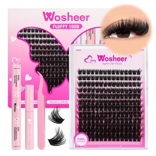 Fluffy Lash Clusters Kit – 100D Wispy Individual Eyelash Extensions (8–18mm)