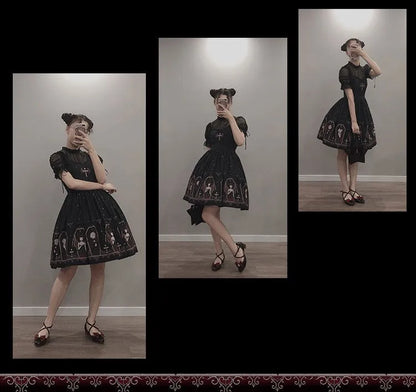 Dark Gothic Devil Print Lolita Dress