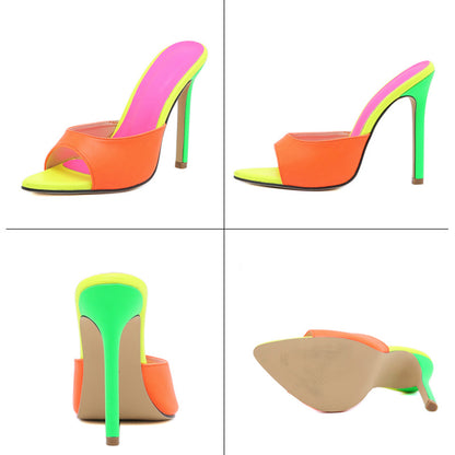 Pointed Toe Mule High Heel Sandals