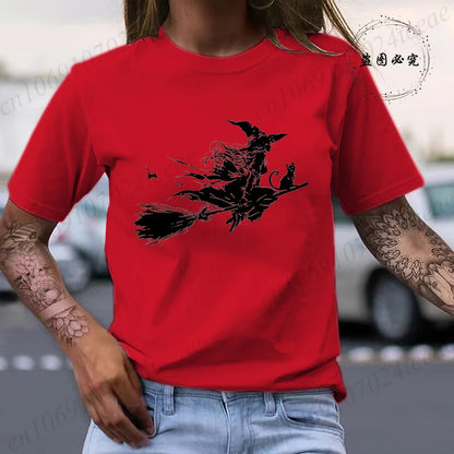 Flying Witch & Black Cat Spooky Season Shirt