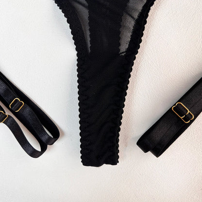 5-Piece Hollow Lingerie Set – Sensual Open Bra & Brief Outfit